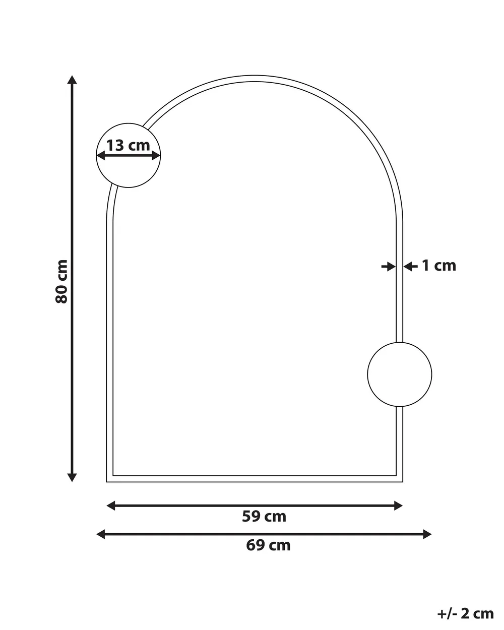 Specchio AULON 69 cm 80 cm Metallo Nero_900668