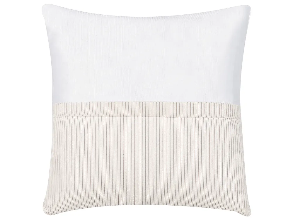 Corner Sofa 4 Seater LUNGO with Ottoman Corduroy Off-White Right Hand_898435