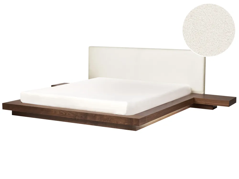 Bed with LED Boucle ZEN 180 x 200 cm (EU Super King) LED Brown Ash Wood