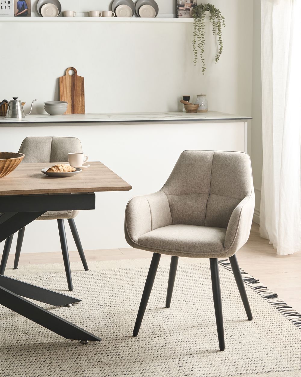 Set de 2 scaune dining TIRANO In sintetic Bej