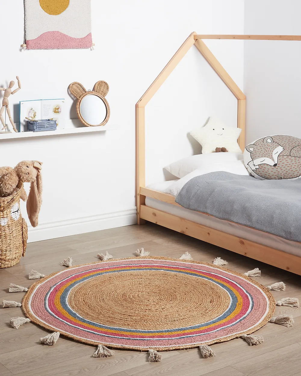 Kids Rug ZANAVI Multicolour ø 120 cm Jute_1178844
