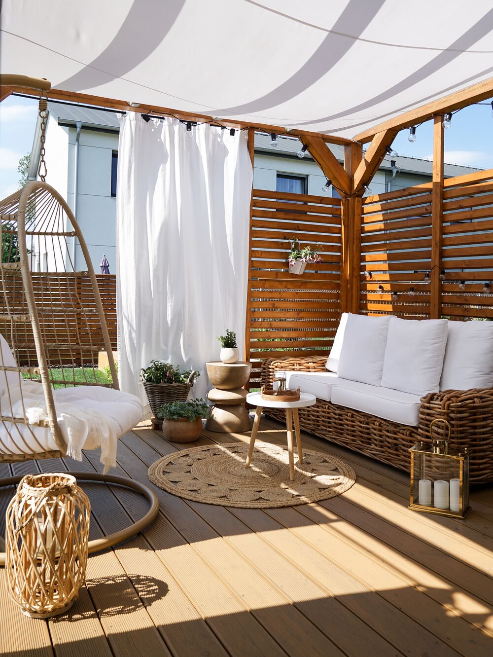 Garden Sofa 3 Seater FORLI Rattan Natural | Beliani.co.uk