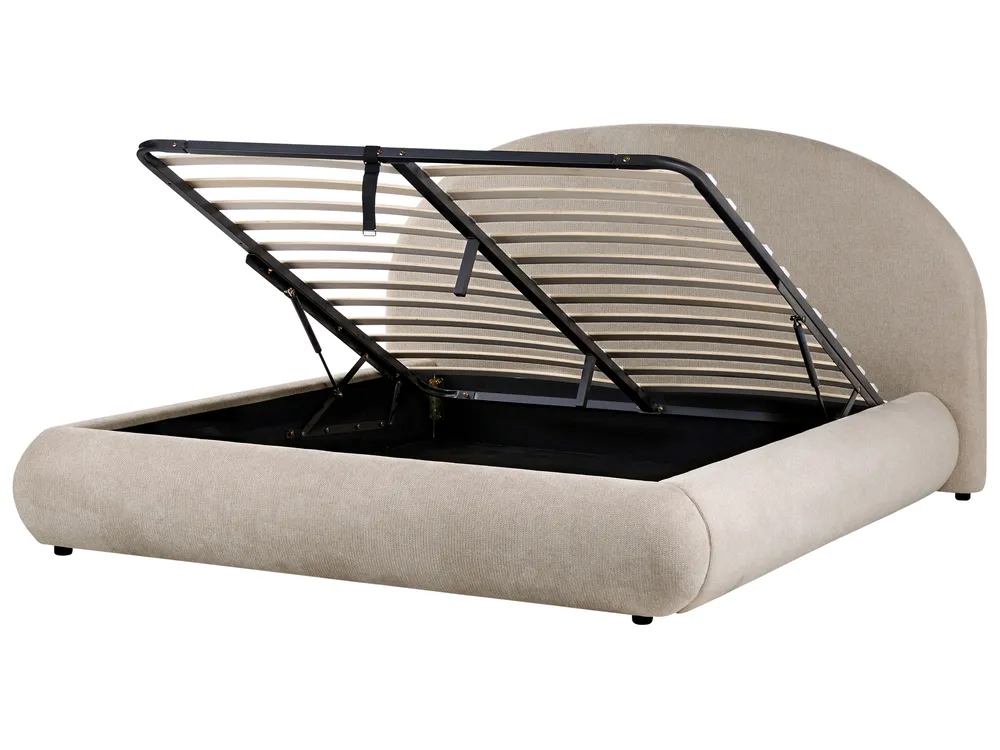 Letto contenitore GRASSE Tessuto Tortora 180 x 200 cm_1056337