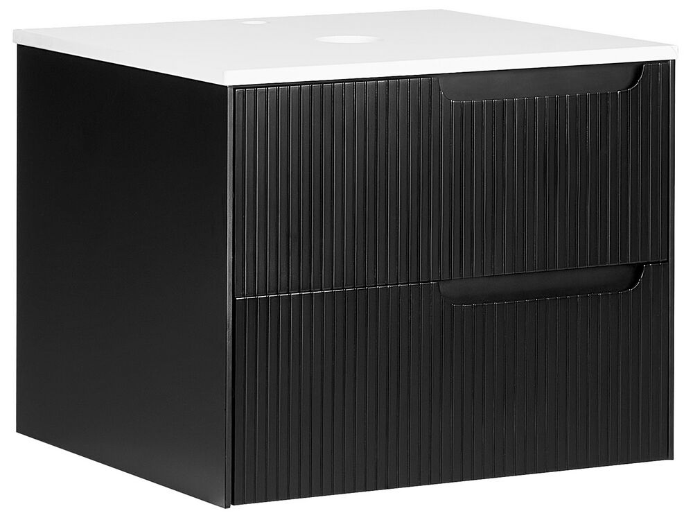 Meuble lavabo mural QUINTELA 60 cm Noir