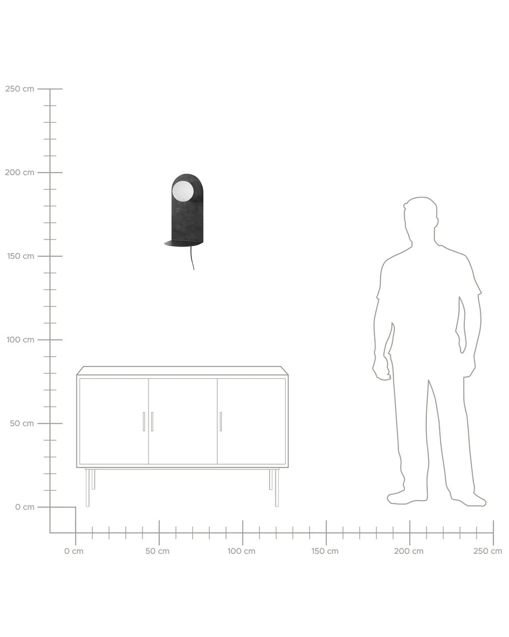 Wall Lamp MAPI with Shelf Metal Graphite Grey_884259