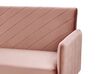 Sofá cama 3 plazas de terciopelo rosa/madera oscura SENJA_787340