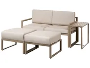 Set salotto da giardino con tavolo e pouf 2 posti NOCI Modulare Metallo Beige_1026723