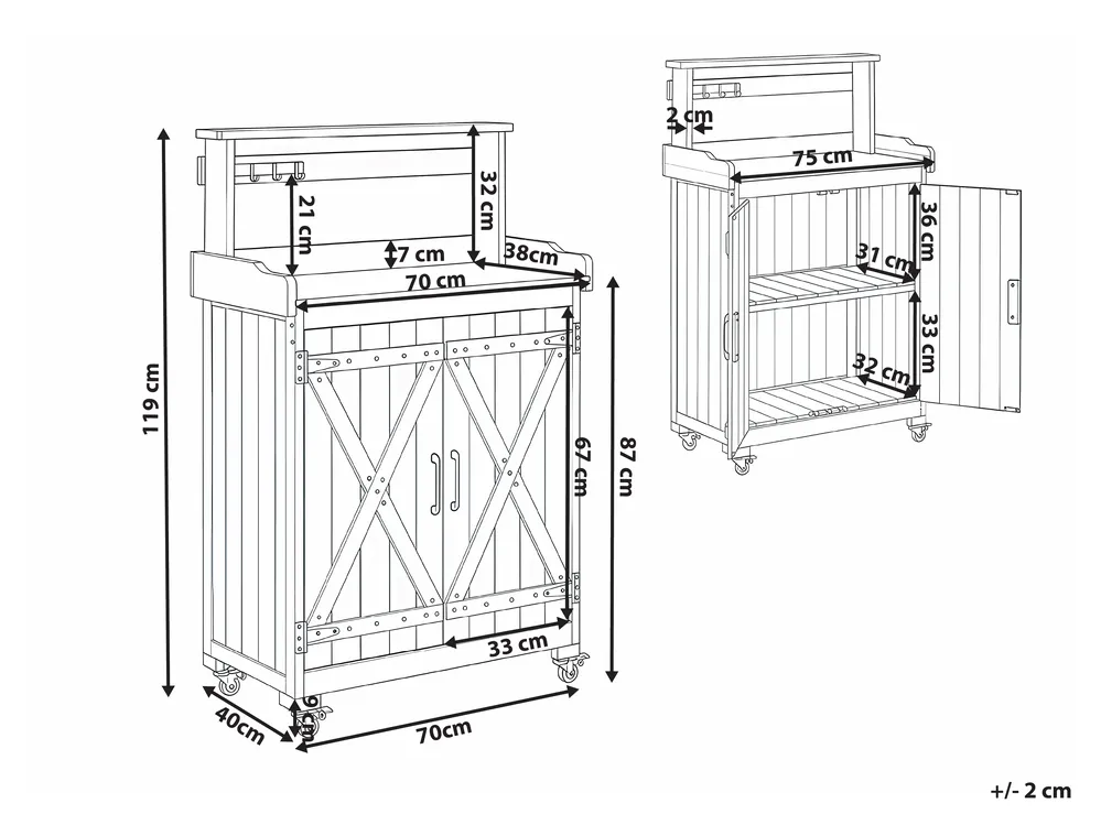 Ültetőasztal ALTOLIA 70 cm 119 cm Fenyőfa Barna_1032136