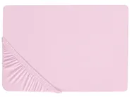 Prześcieradło z gumką JANBU 180 x 200 cm Bawełna Pastelowy róż_845377