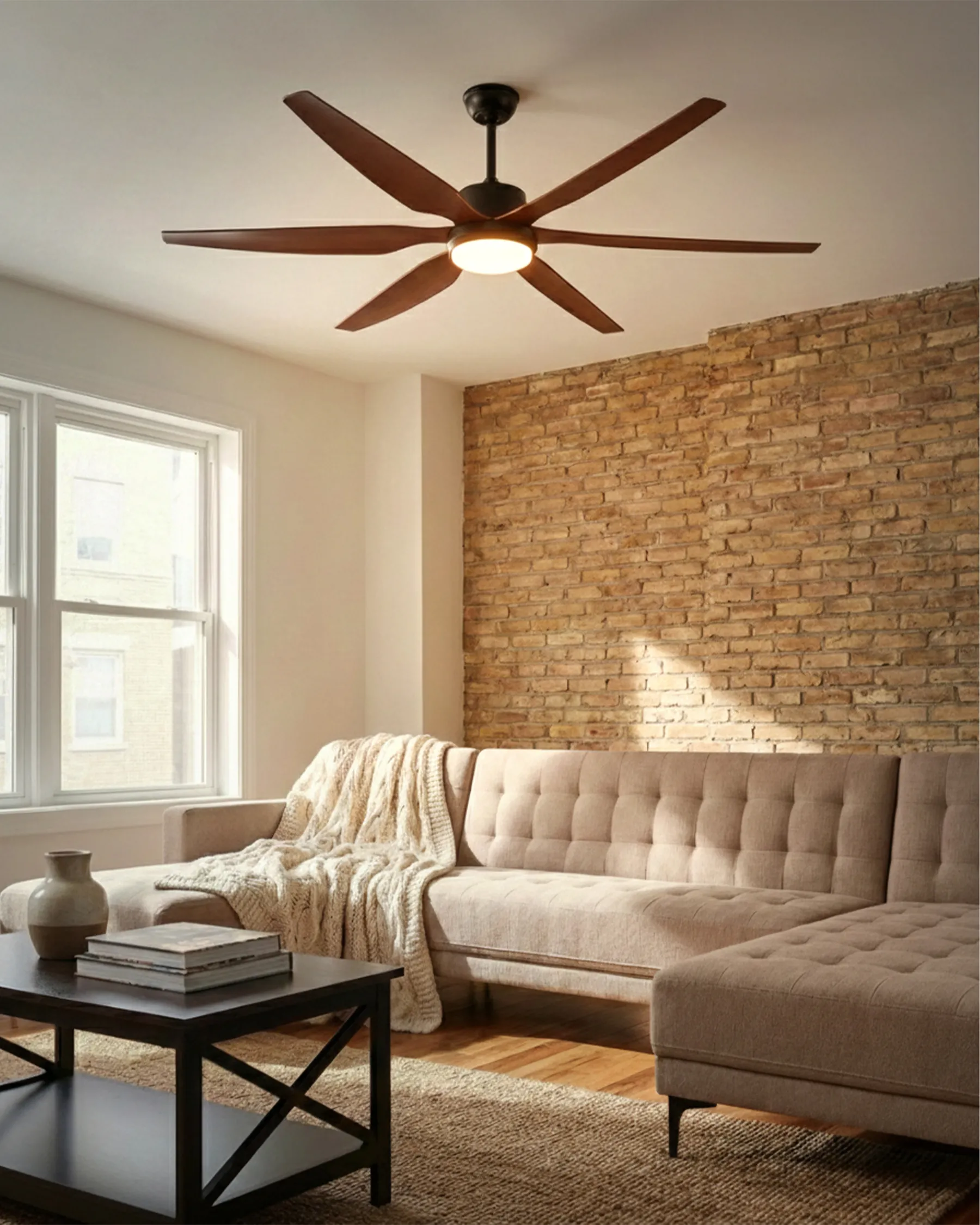Ceiling Fan with Light VERDURE with Remote LED Brown_1031987
