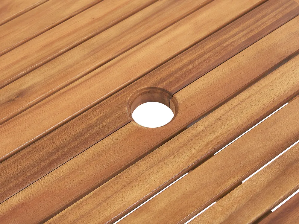 Set da pranzo da giardino 6 posti JAVA con cuscini Legno d'acacia Blu_788442