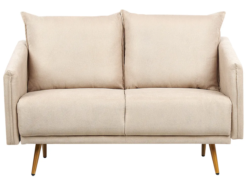 Sofa dla 2 osób MAURA Welur Beżowy