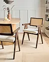 Set of 2 Dining Chairs AVA Wood Dark Brown/ Light Beige