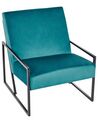 Fauteuil en velours bleu paon DELARY_934752