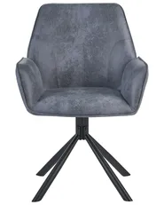 Set of 2 Dining Chairs Swivel WARNER Faux Suede Grey_1078112