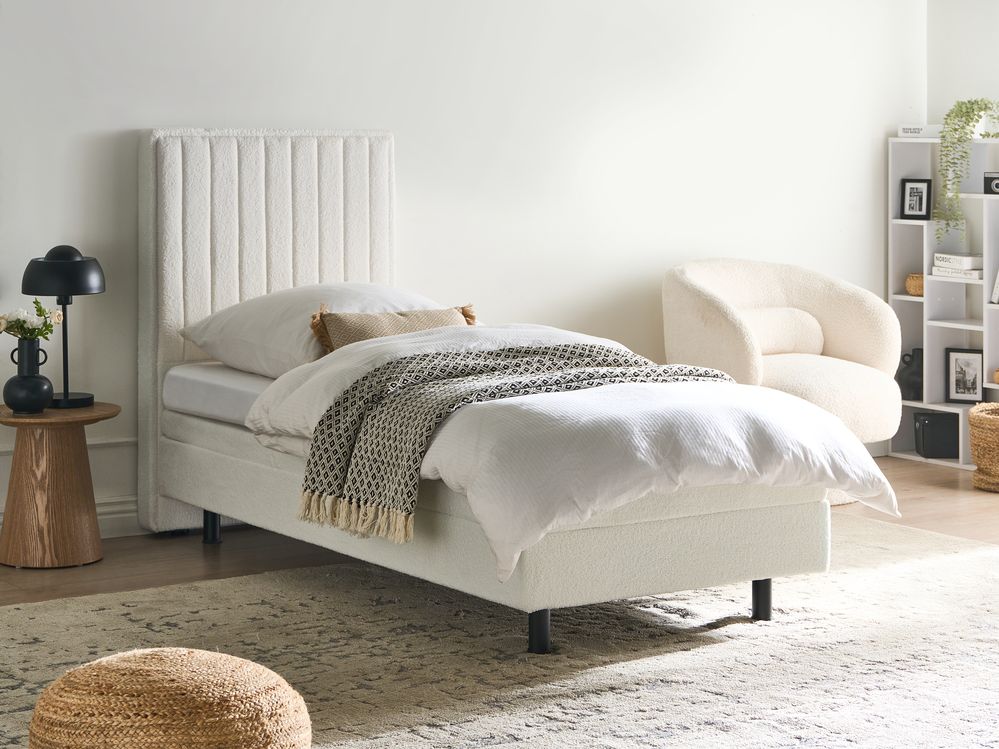 Adjustable Bed Boucle DUKE II 80 x 200 cm (EU Small Single) Off-White