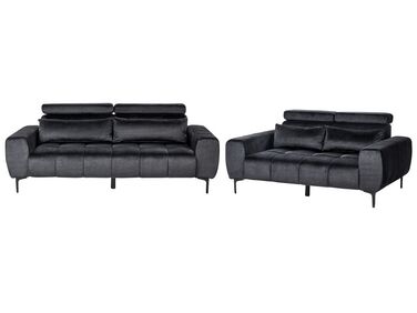 Velvet Living Room Set Black VEGAMO