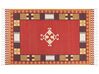 Alfombra kilim de algodón rojo/marrón/beige 140 x 200 cm PARAKAR_870159