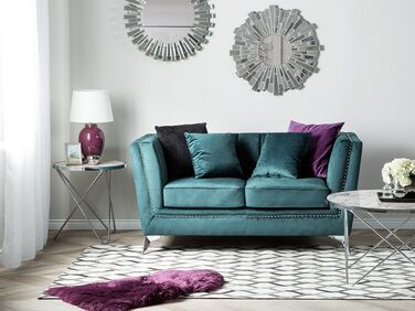 2 Seater Velvet Fabric Sofa Teal GAULA