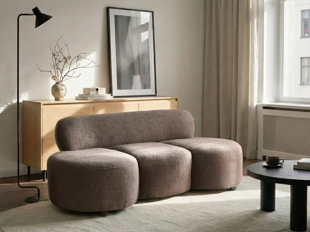 Sofa dla 3 osób BLAVAND Boucle Beżowoszary