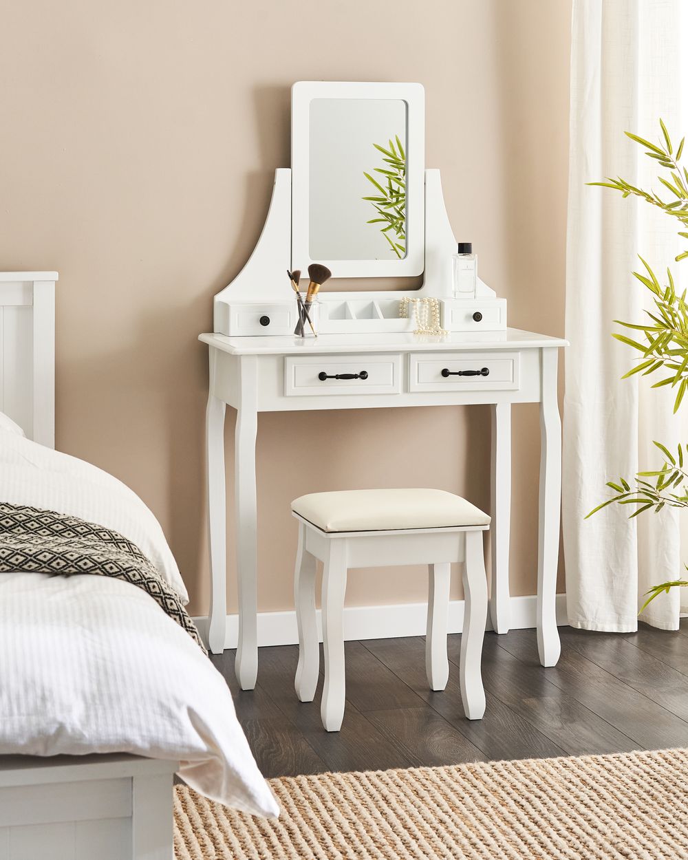 Schminktisch mit Spiegel und Hocker RAYON Weiss