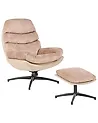 Swivel Armchair EIDE with Footstool Velvet Sand Beige