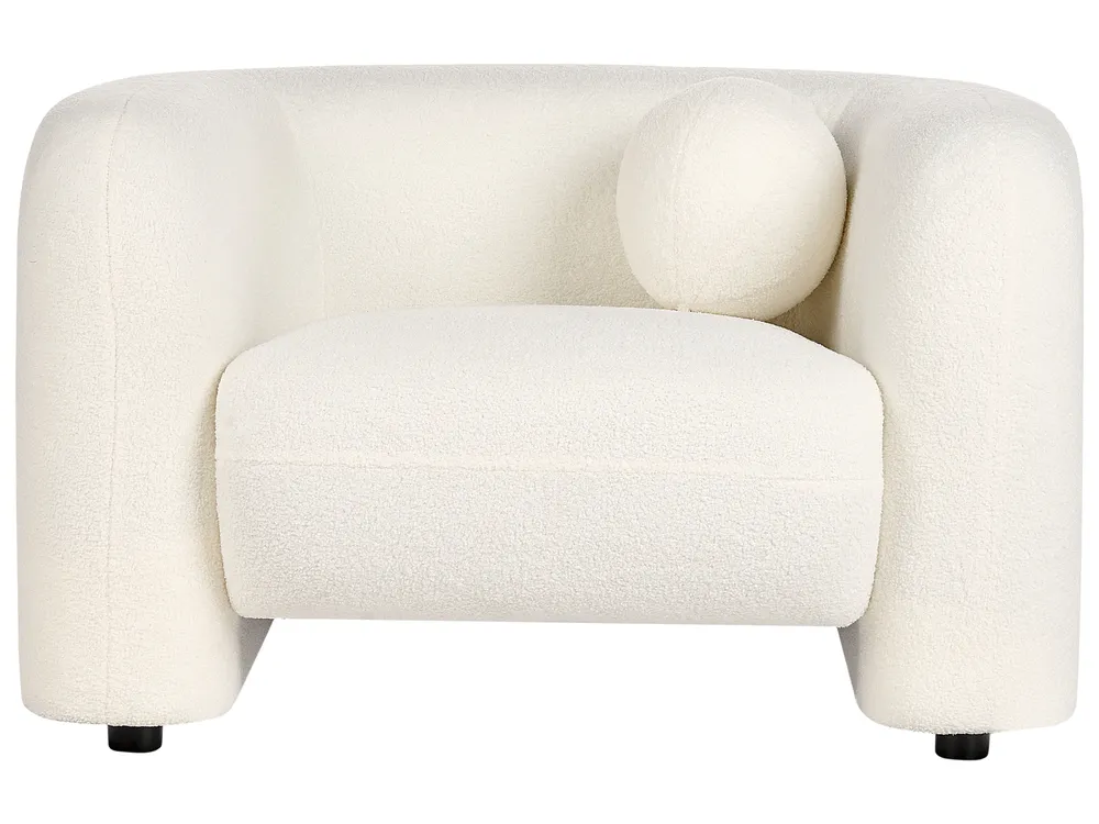 Set da salotto 5 posti LEIREN Bouclé Bianco_920820