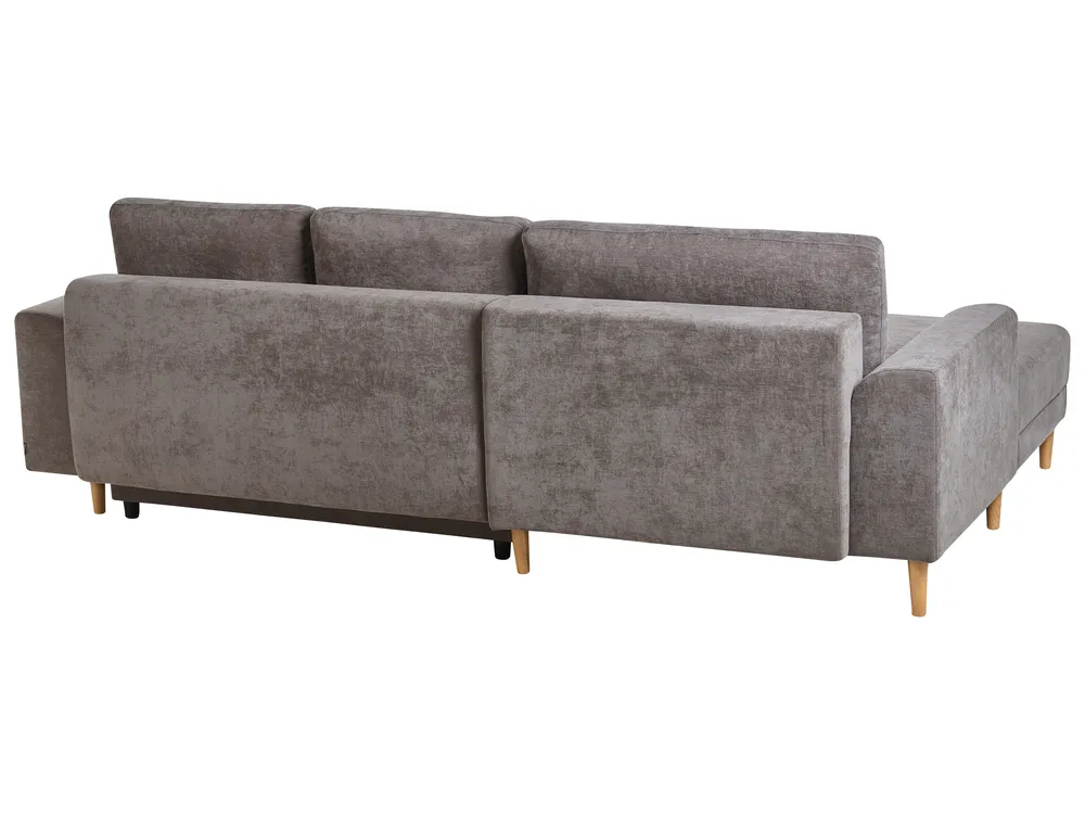 Corner Sofa Bed 3 Seater NUBORG Chenille Taupe Right Hand_1017452