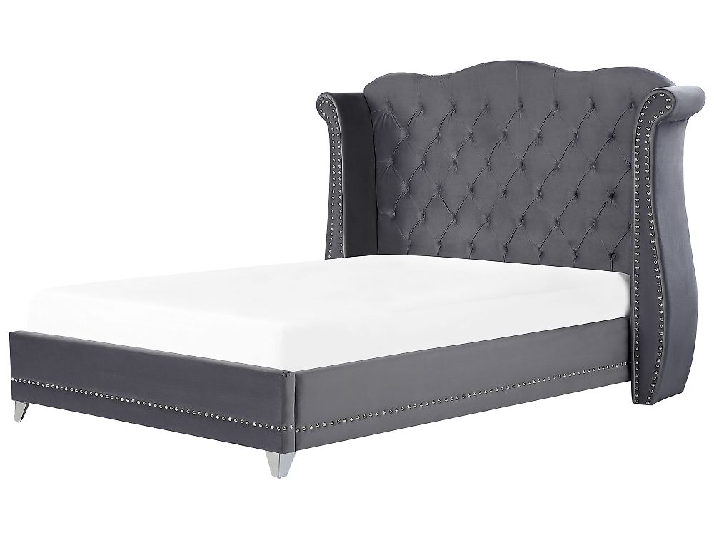 Bett mit Lattenrost Samtstoff AYETTE 180 x 200 cm Grau