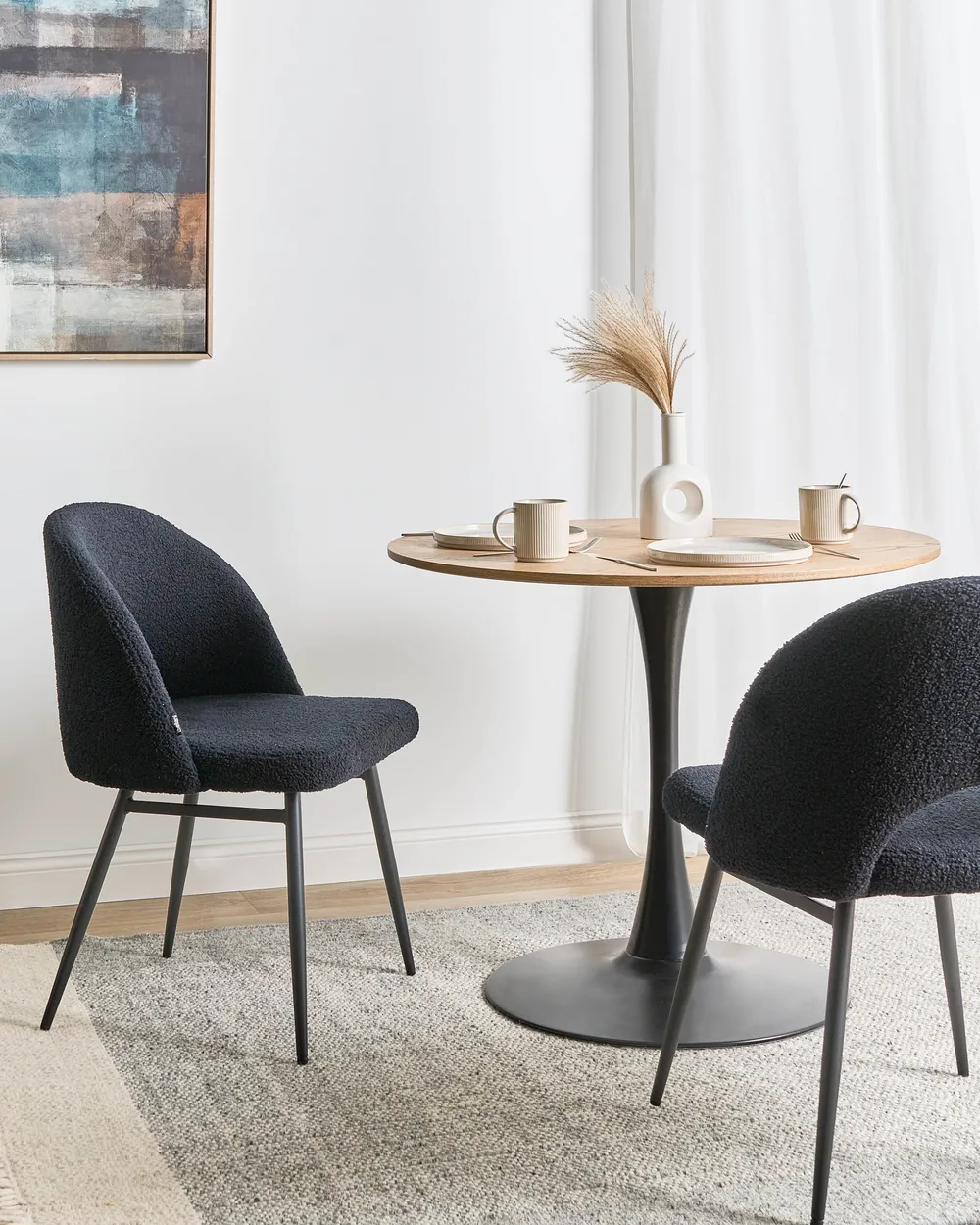 Set of 2 Dining Chairs ONAGA Boucle Black