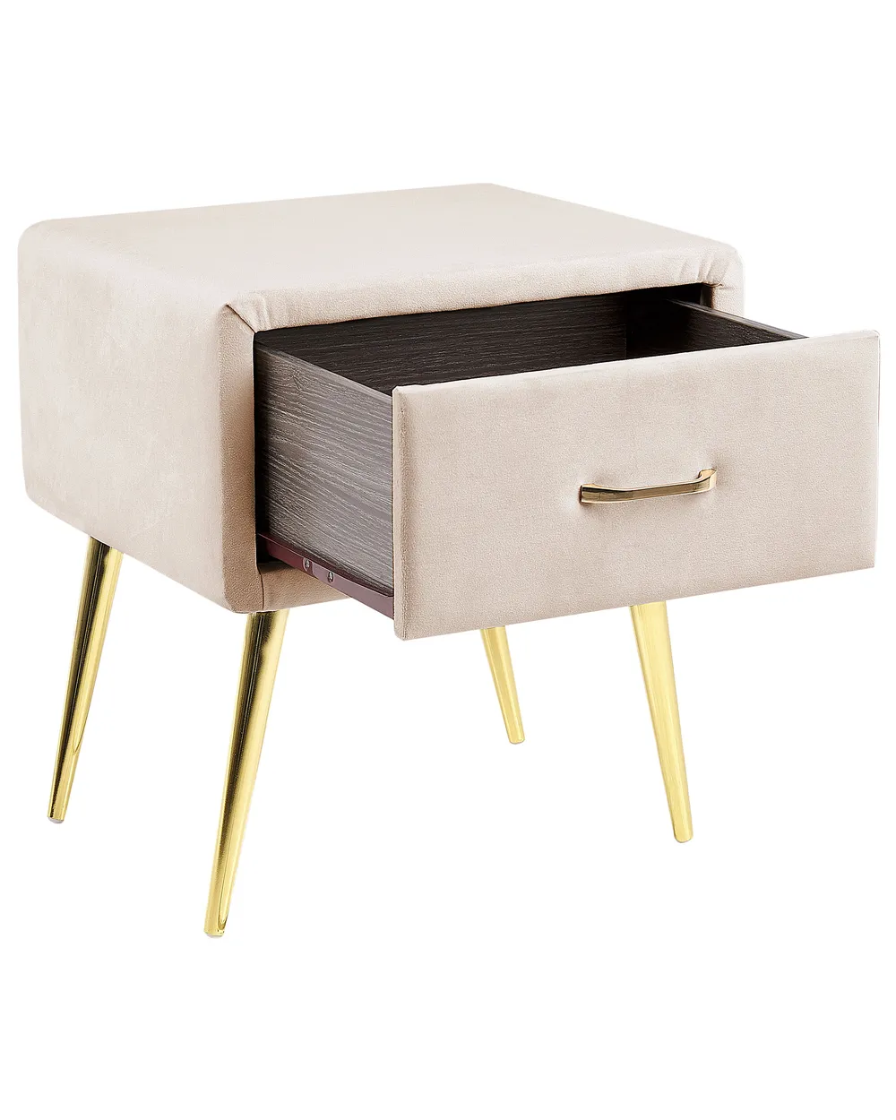 Comodino 1 cassetto FLAYAT Velluto Beige chiaro_833995