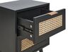 Ratanový nočný stolík s 2 zásuvkami čierny OPOCO_873346