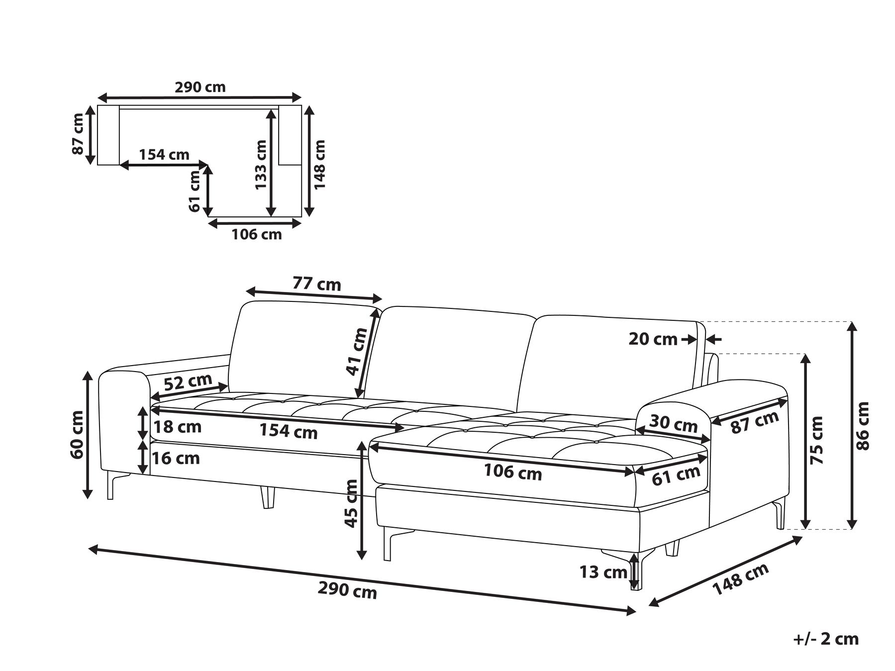 Left Hand Fabric Corner Sofa Dark Green KIRUNA_958081