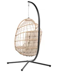 Hanging Chair with Stand MORNESE Metal Natural_1146566