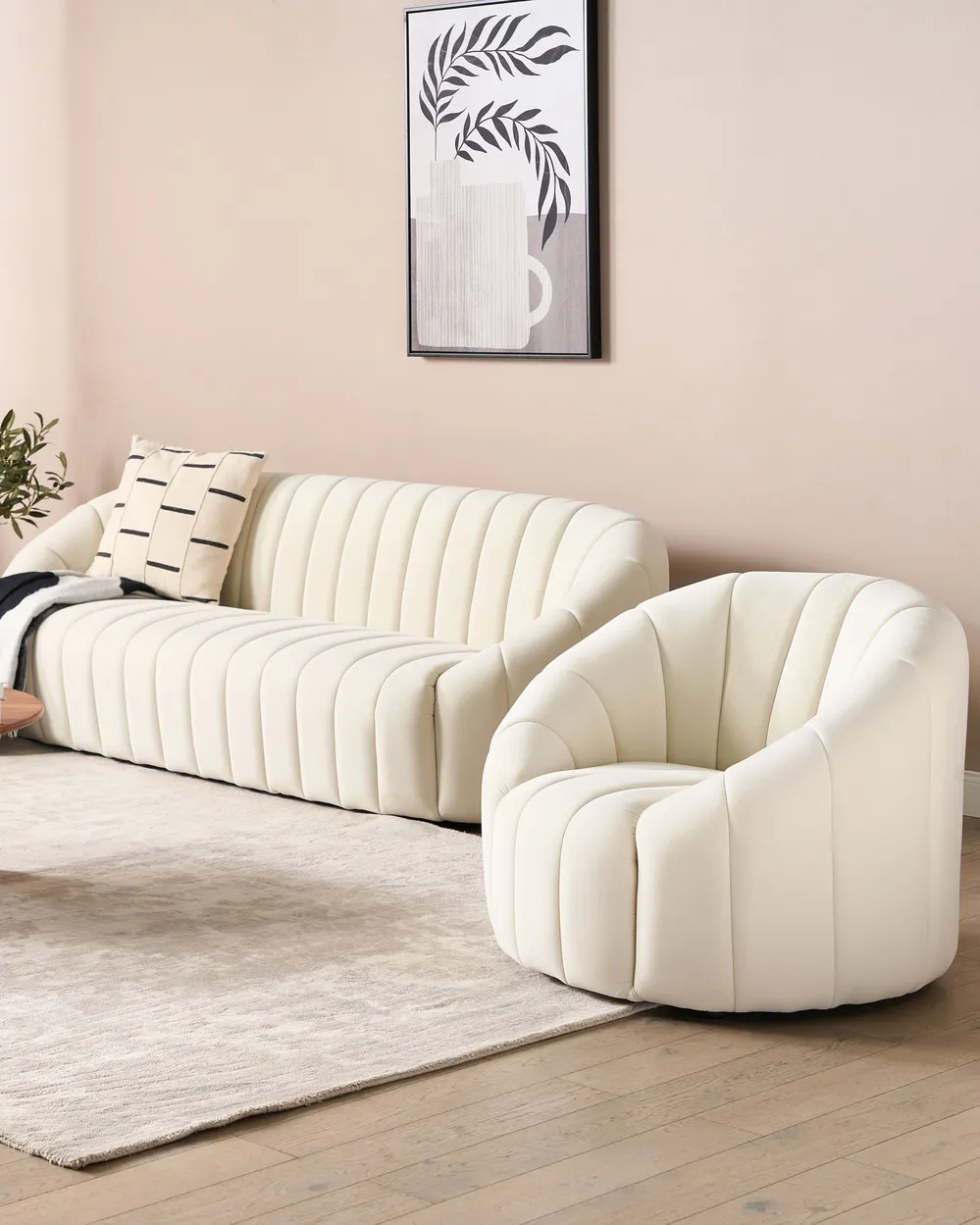 Armchair MALUNG Velvet Off-White_883878