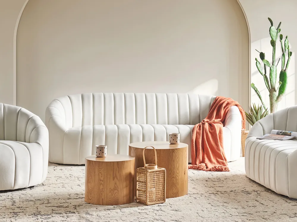 Sofa dla 3 osób MALUNG Welur Złamana biel