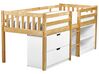 Wooden Kids Mid Sleeper Bed with Storage EU Single Size Light Wood SUSVILLE_935473