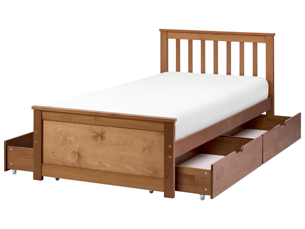 Lit avec 4 tiroirs OLENDON Bois de pin Marron 90 x 200 cm