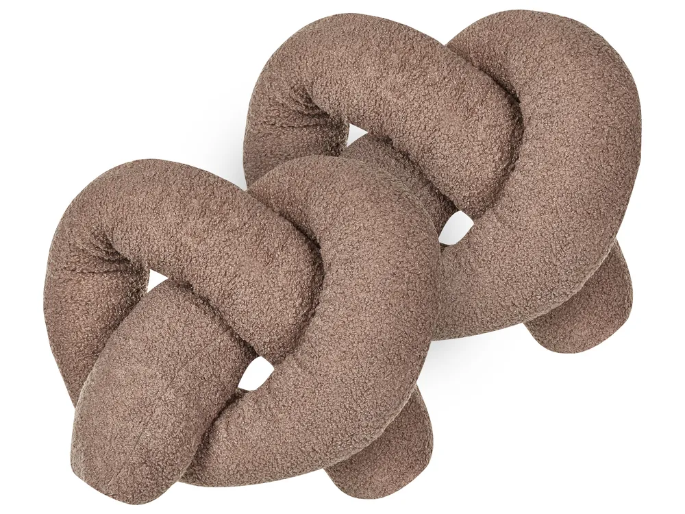 Zestaw 2 poduszek dekoracyjnych GLADIOLUS 172 x 14 cm Boucle Brązowy Jednolity