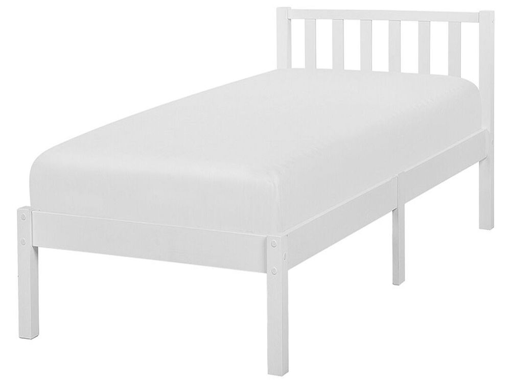 Bed Pine Wood FLORAC 90 x 200 cm (EU Single) White