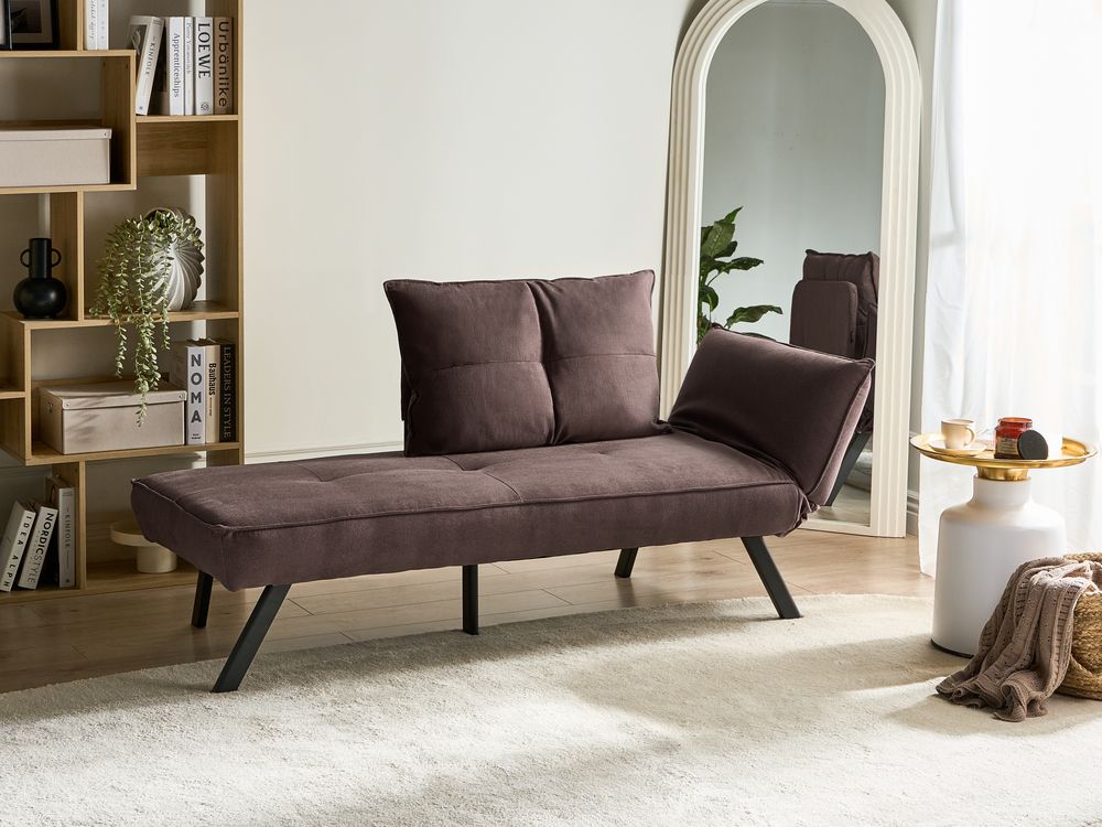 Right-Hand Chaise Longue ROCAMADOUR Fabric Brown