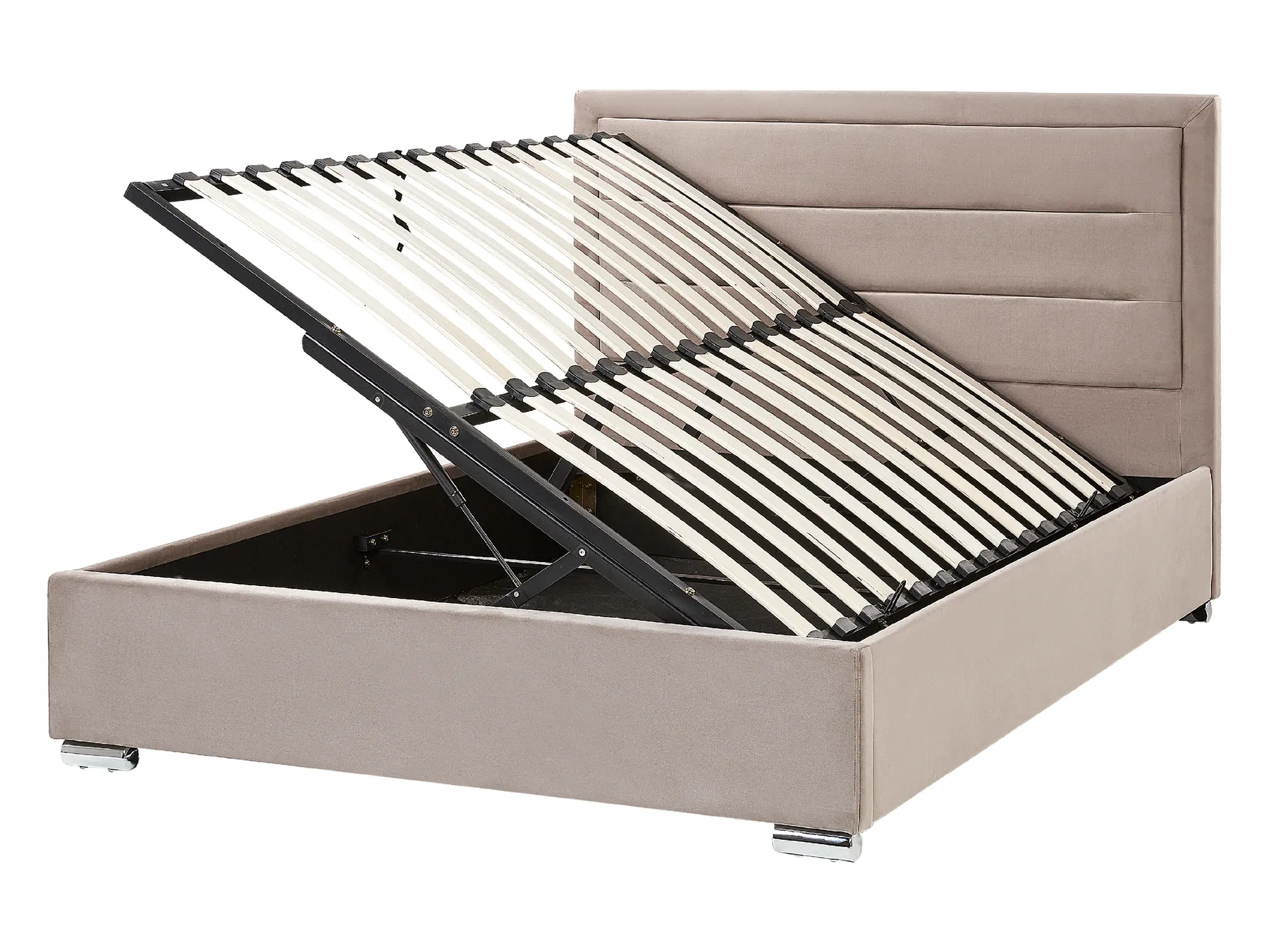Bett mit Stauraum ROUEN Samtstoff Taupe 140 x 200 cm_843828