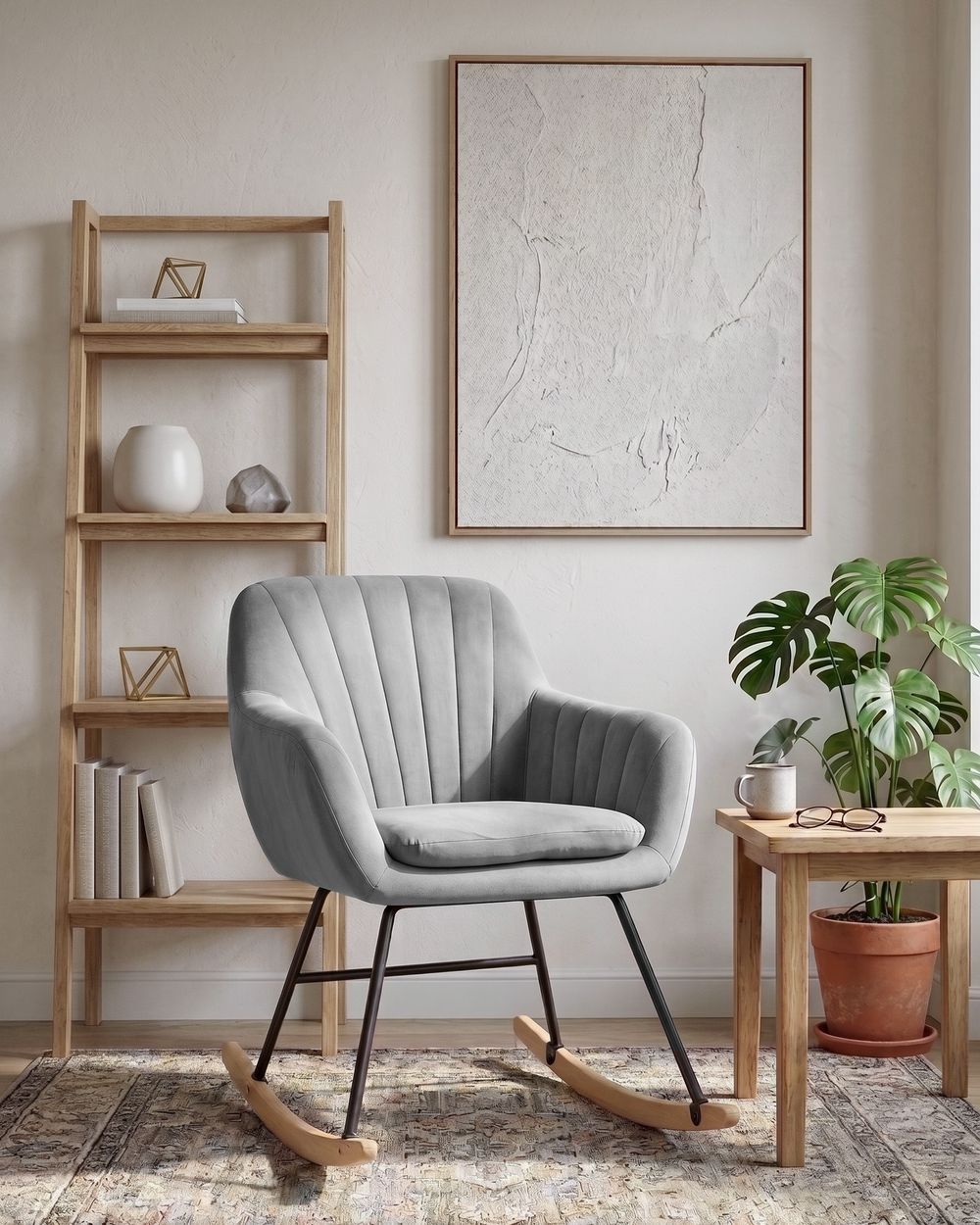 Rocking Chair LIARUM Velvet Grey