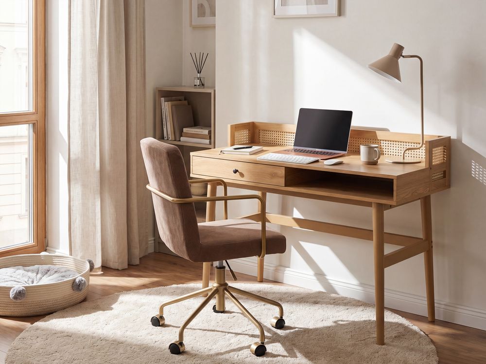 Bureau avec tableau de notes NOVEN 120 cm 60 cm Marron clair