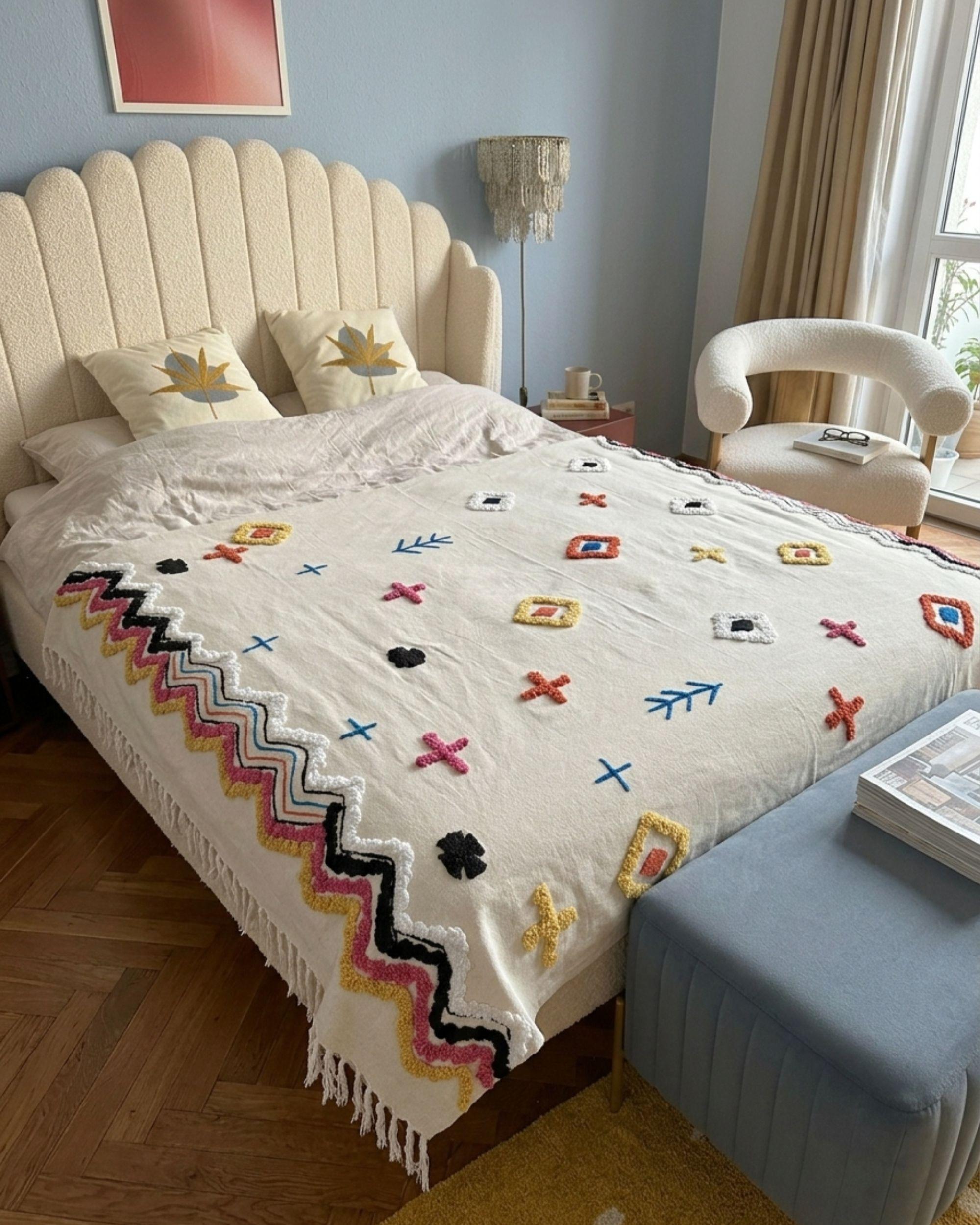 Bett mit Lattenrost Bouclé AMBILLOU 140 x 200 cm Cremeweiß_1085386