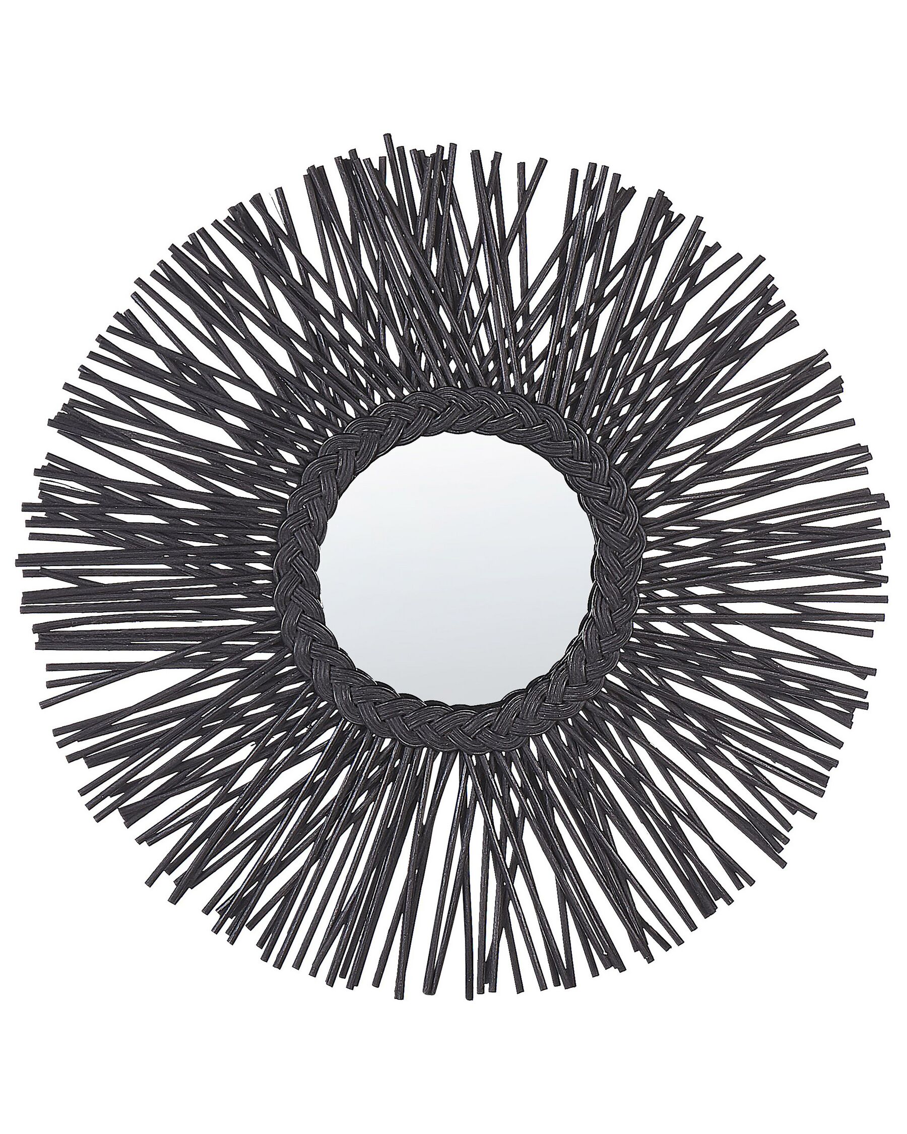 Nástenné ratanové zrkadlo ⌀ 60 cm čierne KALASIN_822229