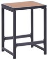 Steel Garden Stool Black and Light Wood AVETRANA_933446