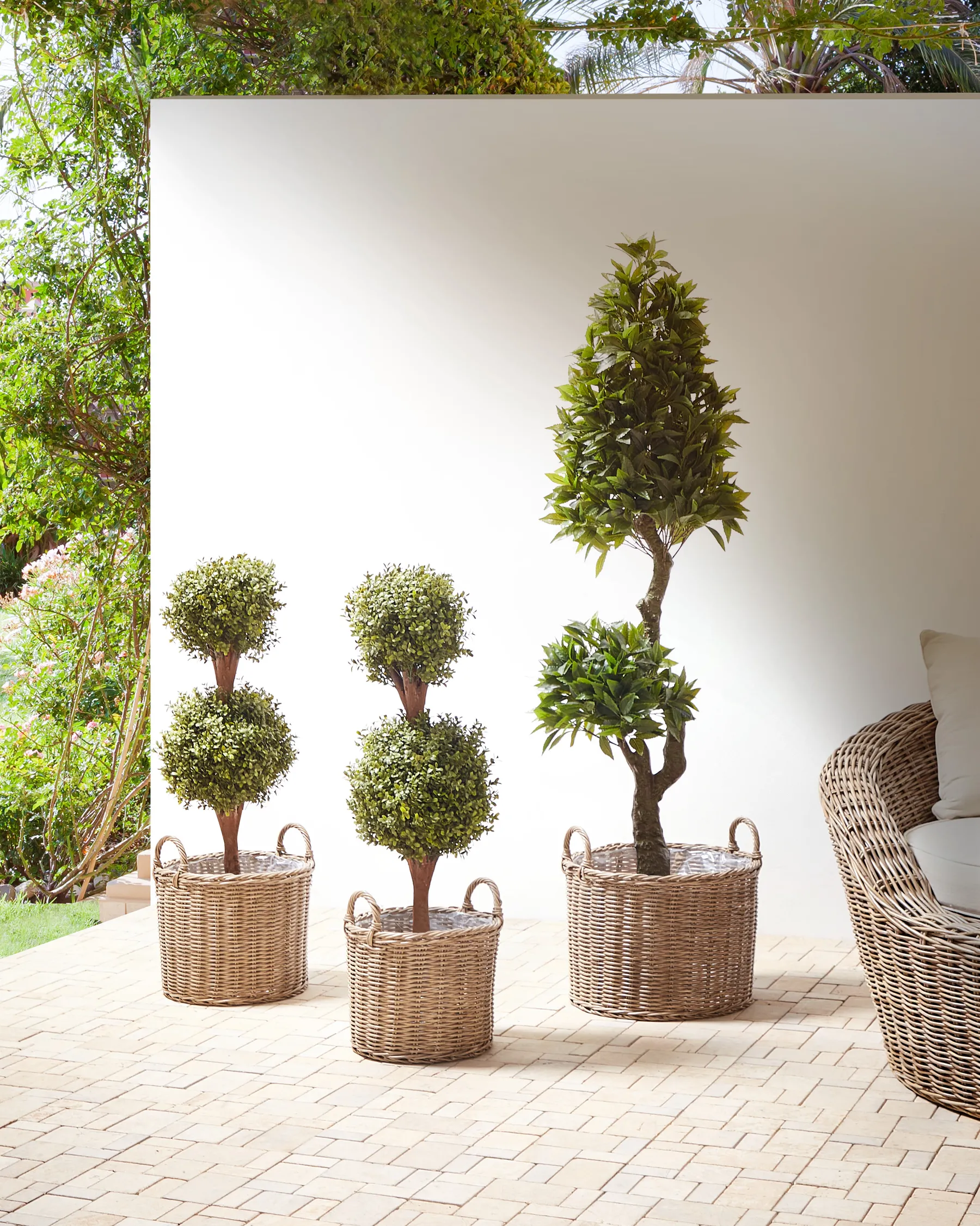 Zestaw 3 koszy na kwiaty PENDULA 33/37/45 cm Technorattan Naturalny_897142