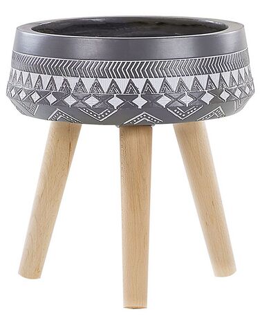 Cache-pot gris avec pieds en bois ⌀ 28 cm MOUSSATA