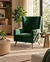 Sillón orejero ONEIDA Terciopelo Verde oscuro